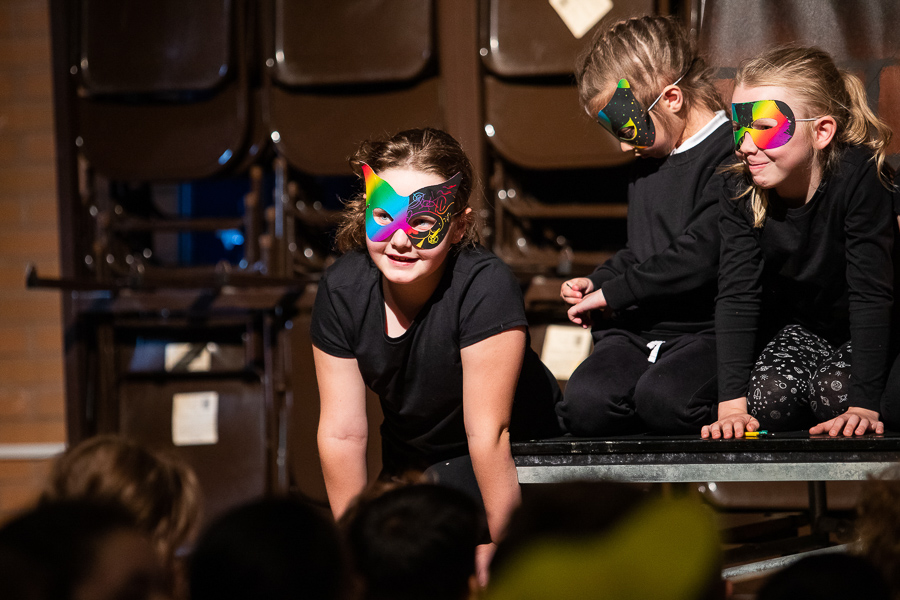 children in costume at a school performing arts workshop