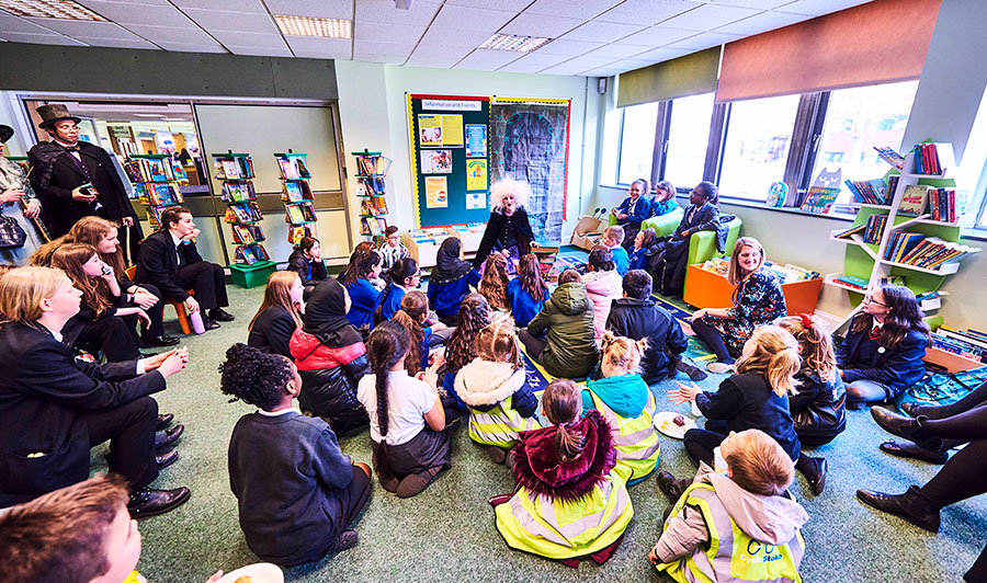 group of children in school workshop